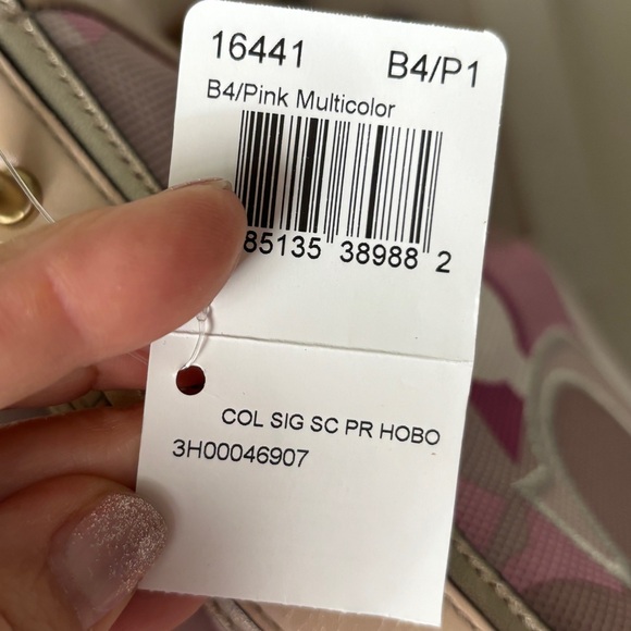 NWT Coach Colette Hobo Pink, Cream, Tan Bag Purse #16441 - Picture 16 of 16